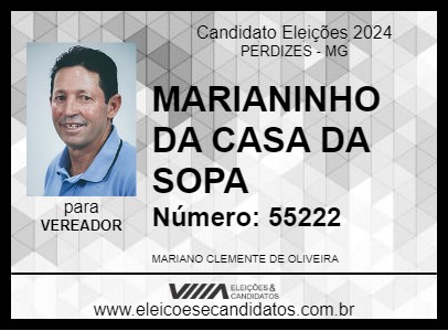 Candidato MARIANINHO DA CASA DA SOPA 2024 - PERDIZES - Eleições