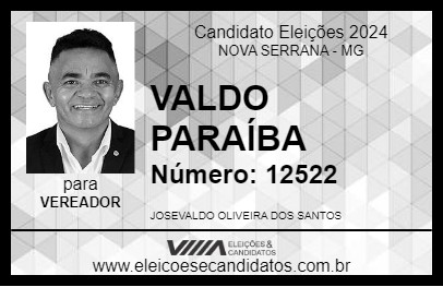 Candidato VALDO PARAÍBA 2024 - NOVA SERRANA - Eleições