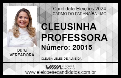 Candidato CLEUSINHA PROFESSORA 2024 - CARMO DO PARANAÍBA - Eleições