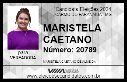 Candidato MARISTELA CAETANO 2024 - CARMO DO PARANAÍBA - Eleições