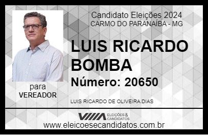 Candidato LUIS RICARDO BOMBA 2024 - CARMO DO PARANAÍBA - Eleições