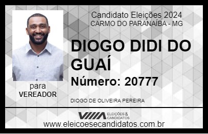 Candidato DIOGO  DIDI DO GUAÍ  2024 - CARMO DO PARANAÍBA - Eleições