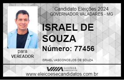 Candidato ISRAEL DE SOUZA 2024 - GOVERNADOR VALADARES - Eleições