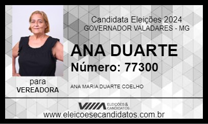 Candidato ANA DUARTE 2024 - GOVERNADOR VALADARES - Eleições