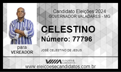 Candidato CELESTINO 2024 - GOVERNADOR VALADARES - Eleições