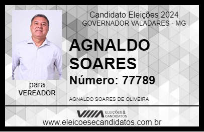 Candidato AGNALDO SOARES 2024 - GOVERNADOR VALADARES - Eleições