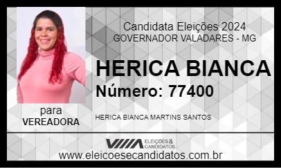 Candidato HERICA BIANCA 2024 - GOVERNADOR VALADARES - Eleições