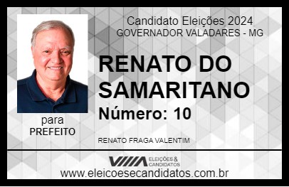 Candidato RENATO DO SAMARITANO 2024 - GOVERNADOR VALADARES - Eleições