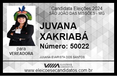 Candidato JUVANA XAKRIABÁ 2024 - SÃO JOÃO DAS MISSÕES - Eleições