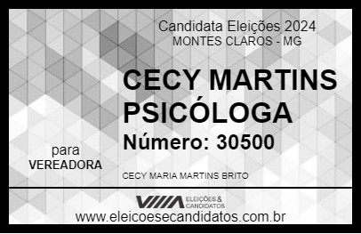 Candidato CECY MARTINS PSICÓLOGA 2024 - MONTES CLAROS - Eleições