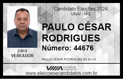 Candidato PAULO CÉSAR RODRIGUES 2024 - UNAÍ - Eleições