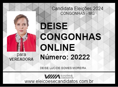 Candidato DEISE CONGONHAS ONLINE 2024 - CONGONHAS - Eleições