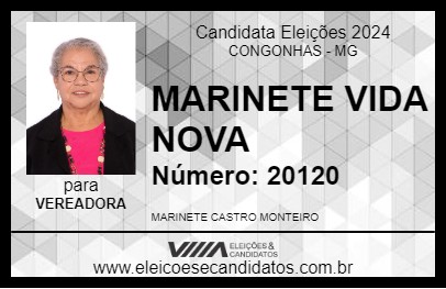 Candidato MARINETE VIDA NOVA  2024 - CONGONHAS - Eleições