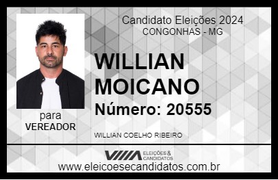 Candidato WILLIAM MOICANO 2024 - CONGONHAS - Eleições