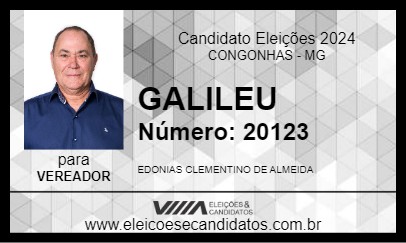 Candidato GALILEU 2024 - CONGONHAS - Eleições