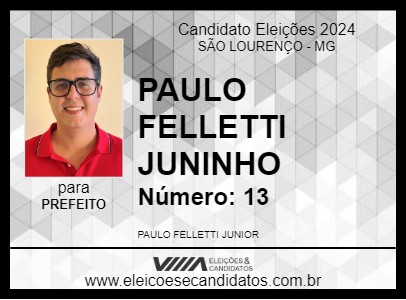 Candidato PAULO FELLETTI  JUNINHO 2024 - SÃO LOURENÇO - Eleições