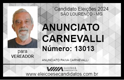 Candidato ANUNCIATO CARNEVALLI 2024 - SÃO LOURENÇO - Eleições