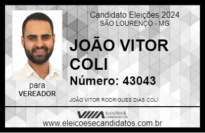 Candidato JOÃO VITOR COLI 2024 - SÃO LOURENÇO - Eleições