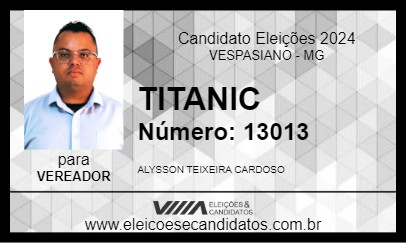 Candidato TITANIC 2024 - VESPASIANO - Eleições