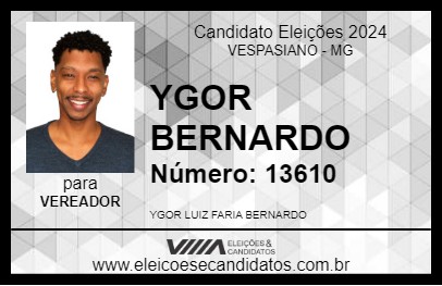 Candidato YGOR BERNARDO 2024 - VESPASIANO - Eleições