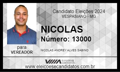 Candidato NICOLAS 2024 - VESPASIANO - Eleições