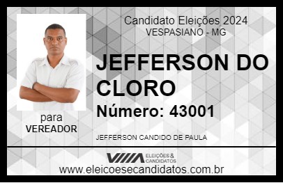 Candidato JEFFERSON DO CLORO 2024 - VESPASIANO - Eleições