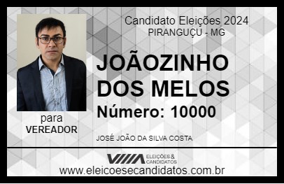 Candidato JOÃOZINHO DOS MELOS 2024 - PIRANGUÇU - Eleições