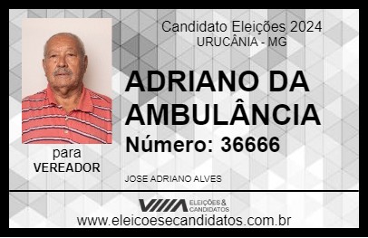 Candidato ADRIANO DA AMBULÂNCIA 2024 - URUCÂNIA - Eleições