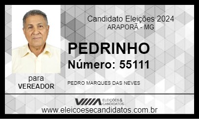 Candidato PEDRINHO 2024 - ARAPORÃ - Eleições