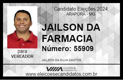 Candidato JAILSON DA FARMACIA 2024 - ARAPORÃ - Eleições