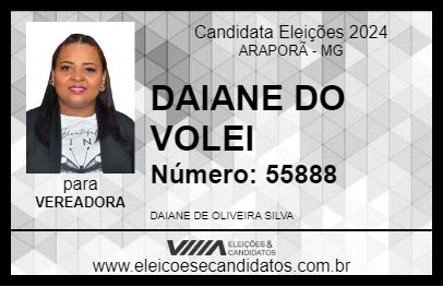 Candidato DAIANE DO VOLEI 2024 - ARAPORÃ - Eleições