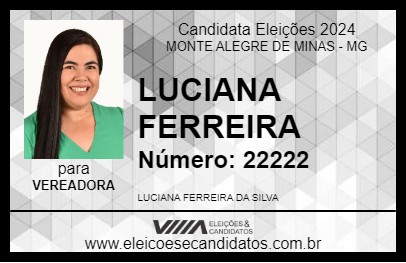 Candidato LUCIANA FERREIRA 2024 - MONTE ALEGRE DE MINAS - Eleições