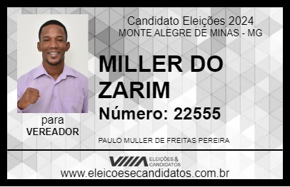 Candidato MILLER DO ZARIM 2024 - MONTE ALEGRE DE MINAS - Eleições