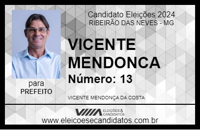 Candidato VICENTE MENDONCA 2024 - RIBEIRÃO DAS NEVES - Eleições