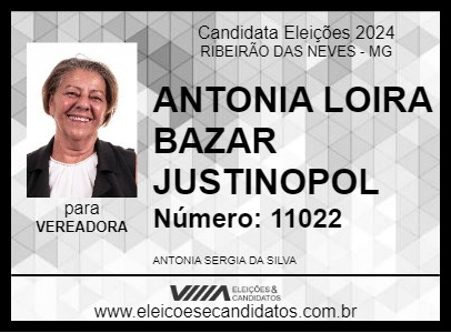 Candidato ANTONIA LOIRA BAZAR JUSTINOPOL 2024 - RIBEIRÃO DAS NEVES - Eleições