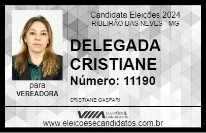 Candidato DELEGADA CRISTIANE 2024 - RIBEIRÃO DAS NEVES - Eleições