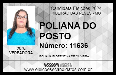 Candidato POLIANA DO POSTO 2024 - RIBEIRÃO DAS NEVES - Eleições