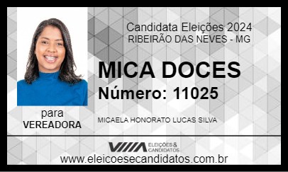 Candidato MICA DOCES 2024 - RIBEIRÃO DAS NEVES - Eleições