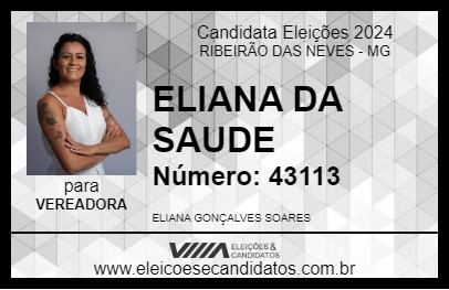 Candidato ELIANA DA SAUDE 2024 - RIBEIRÃO DAS NEVES - Eleições