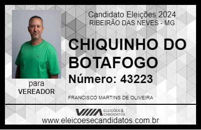 Candidato CHIQUINHO DO BOTAFOGO 2024 - RIBEIRÃO DAS NEVES - Eleições