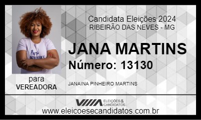 Candidato JANA MARTINS 2024 - RIBEIRÃO DAS NEVES - Eleições