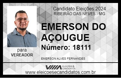 Candidato EMERSON DO AÇOUGUE 2024 - RIBEIRÃO DAS NEVES - Eleições