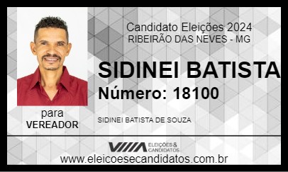 Candidato SIDINEI BATISTA 2024 - RIBEIRÃO DAS NEVES - Eleições