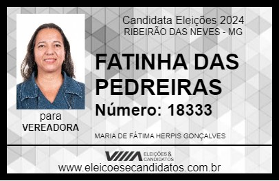 Candidato FATINHA DAS PEDREIRAS 2024 - RIBEIRÃO DAS NEVES - Eleições