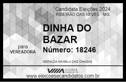 Candidato DINHA DO BAZAR 2024 - RIBEIRÃO DAS NEVES - Eleições