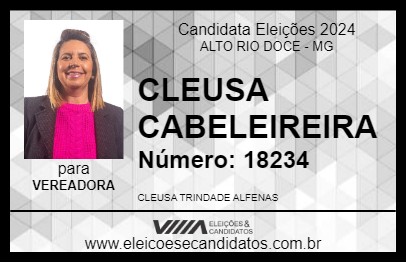 Candidato CLEUSA CABELEIREIRA 2024 - ALTO RIO DOCE - Eleições