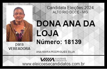 Candidato DONA ANA DA LOJA 2024 - ALTO RIO DOCE - Eleições