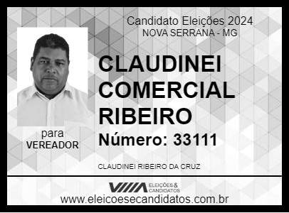 Candidato CLAUDINEI COMERCIAL RIBEIRO 2024 - NOVA SERRANA - Eleições