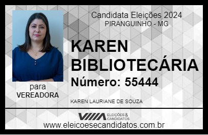 Candidato KAREN BIBLIOTECÁRIA 2024 - PIRANGUINHO - Eleições