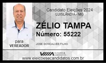 Candidato ZÉLIO TAMPA 2024 - LUISLÂNDIA - Eleições